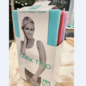 5/$20 NEW 3Pk 8-10 M Women's No Side Seams Long Ribbed Tank Tops